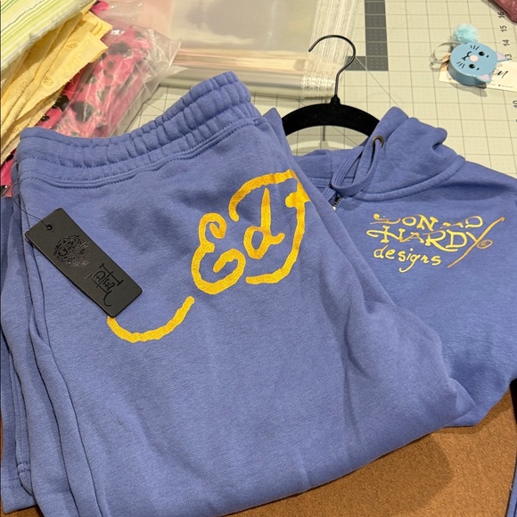 Ed Hardy Pants - Ed Hardy Blue and Yellow Track Pants